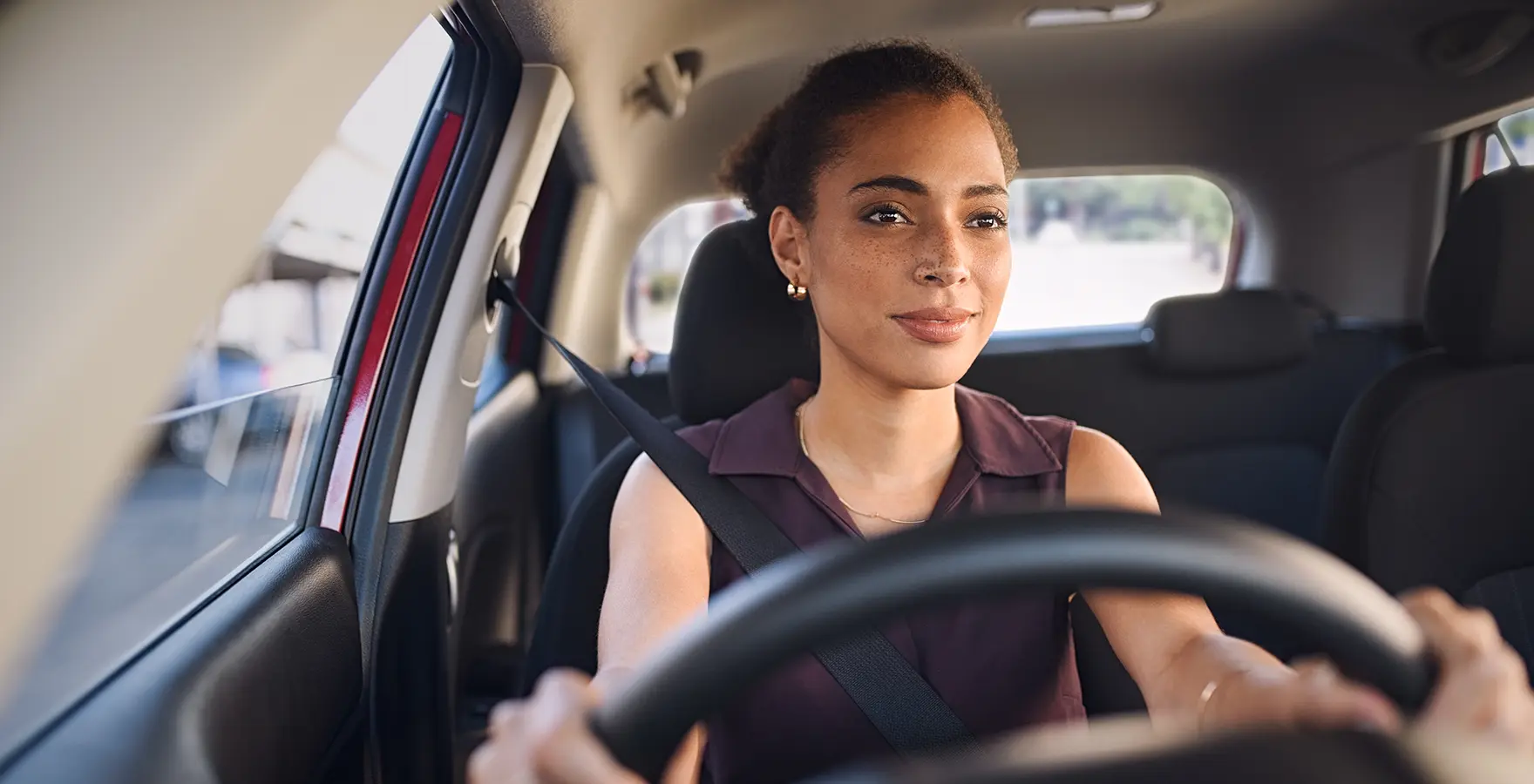 Woman driving a car