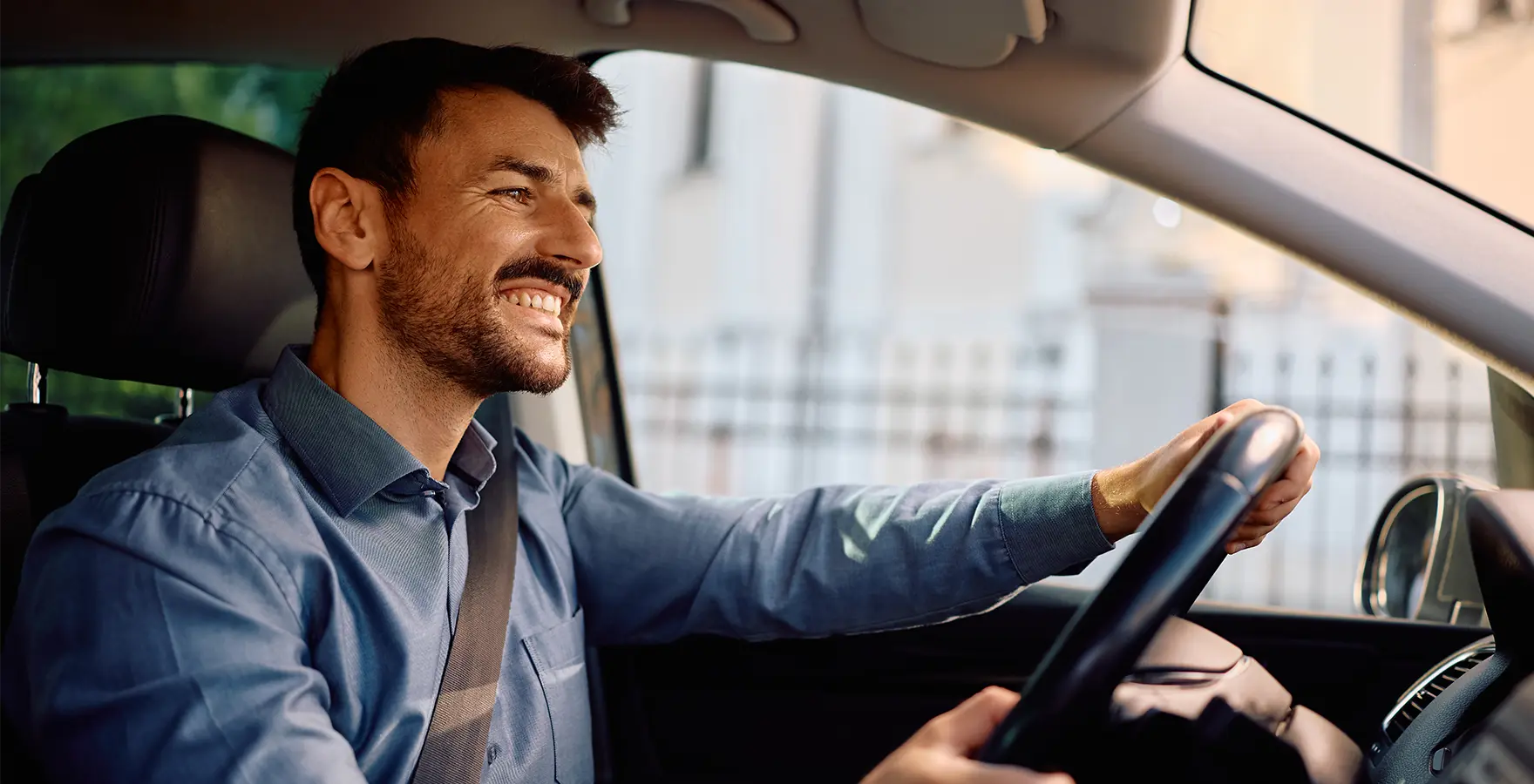 Man driving car