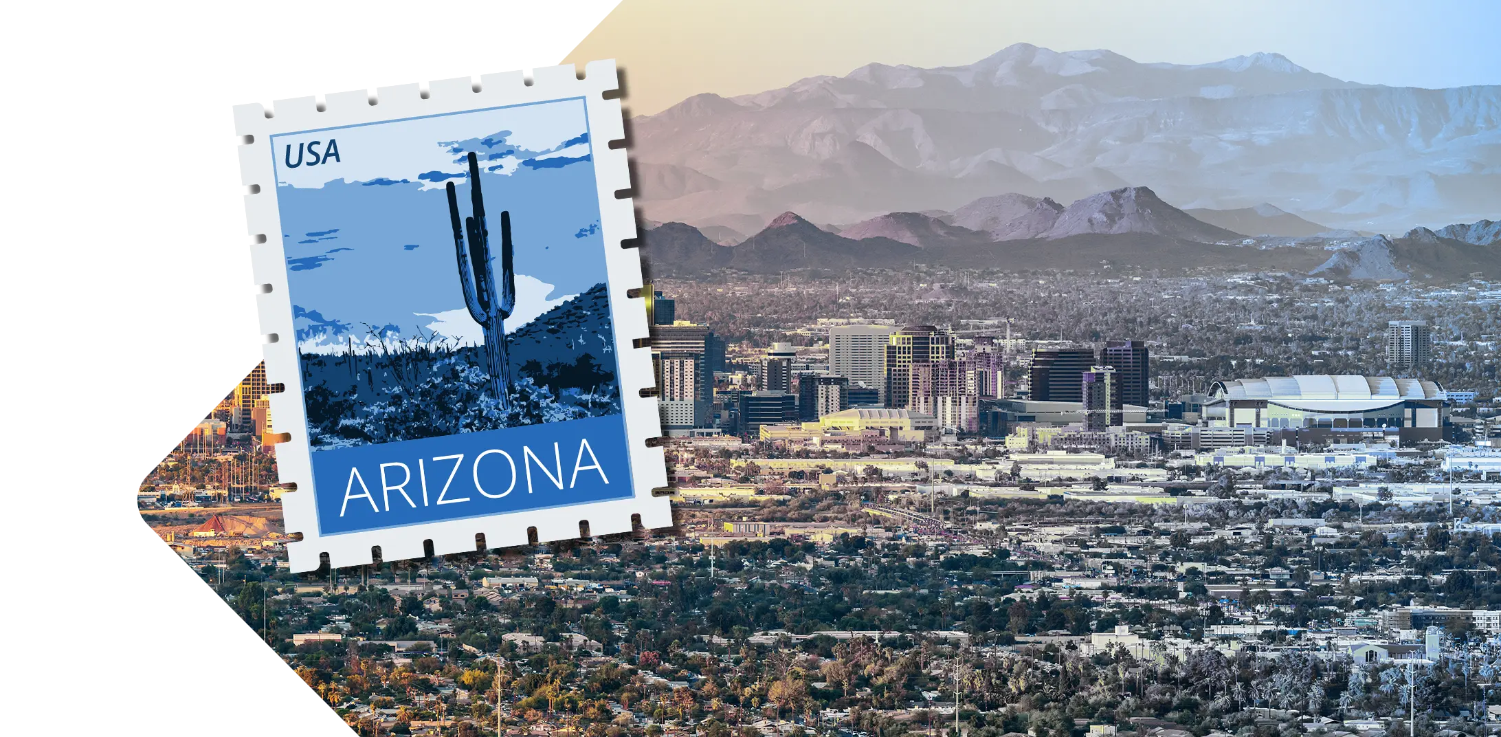 Arizona skyline with stamp
