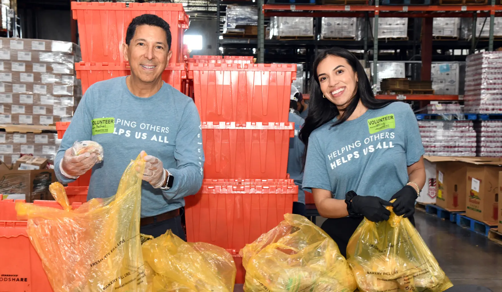 Volunteers packing bags