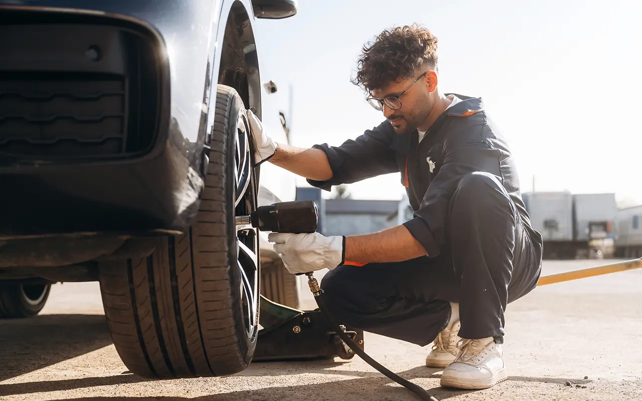Man changing tire